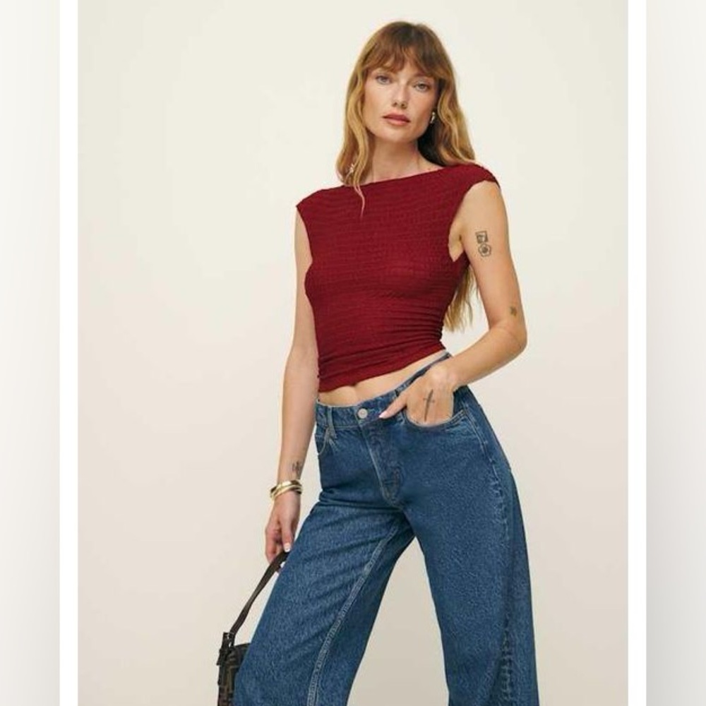 Reformation Darra Top in Rust Red